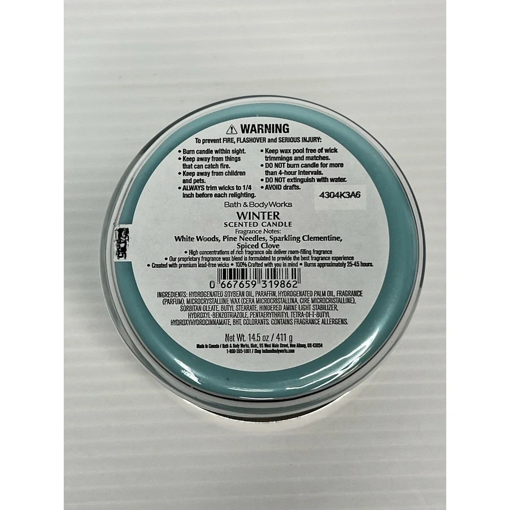 Bath & Body Works WINTER 3 Wick Scented Candle 14.5 oz Pine Clementine Clove
